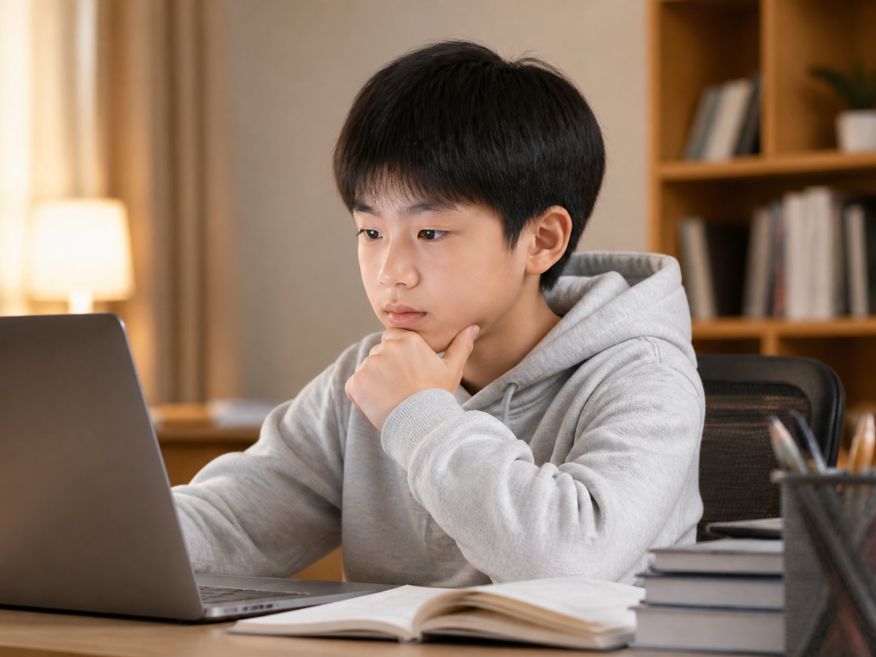 A parent and child looking at a laptop together
